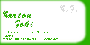 marton foki business card