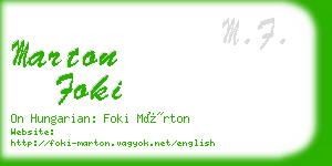 marton foki business card